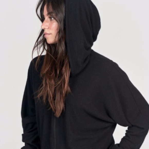 🆕S/M JOAH BROWN BLACK COCOON HOODIE LIGHTWEIGHT SMOOTH MODAL & SPANDEX VERSION - Picture 1 of 8
